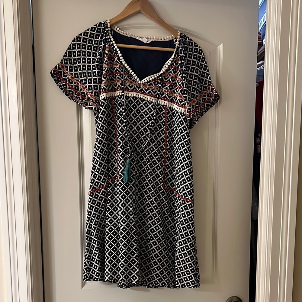 THML Patterned Dress in Black and White